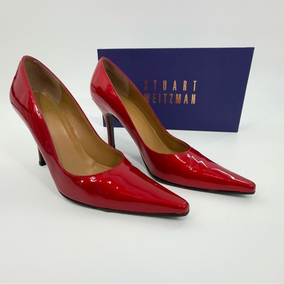 Stuart Weitzman Princess Red Patent Leather Pumps Women’s Size 7.5N - Picture 2 of 15